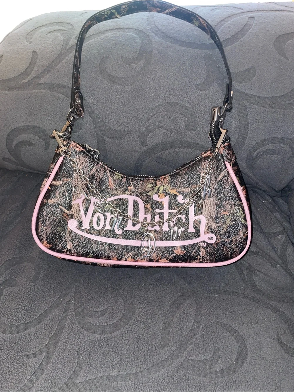 Von Dutch brown and Pink Logo Shoulder Bag - Picture 1 of 6